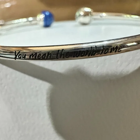 Authentic Pandora Silver Classic "You Mean The World To Me"Open Bangle, SZ17.5CM - Picture 8 of 9